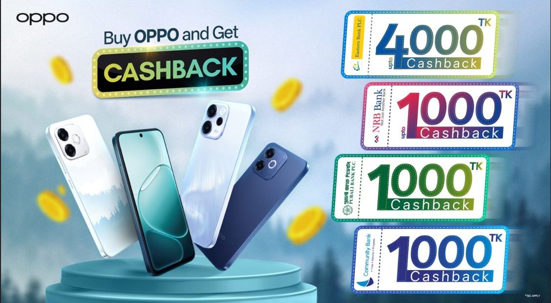 বিশেষ ক্যাশব্যাক সুবিধা দিচ্ছে অপো